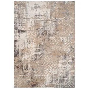 Distressed Beige Art Deco Area Rug - Busby