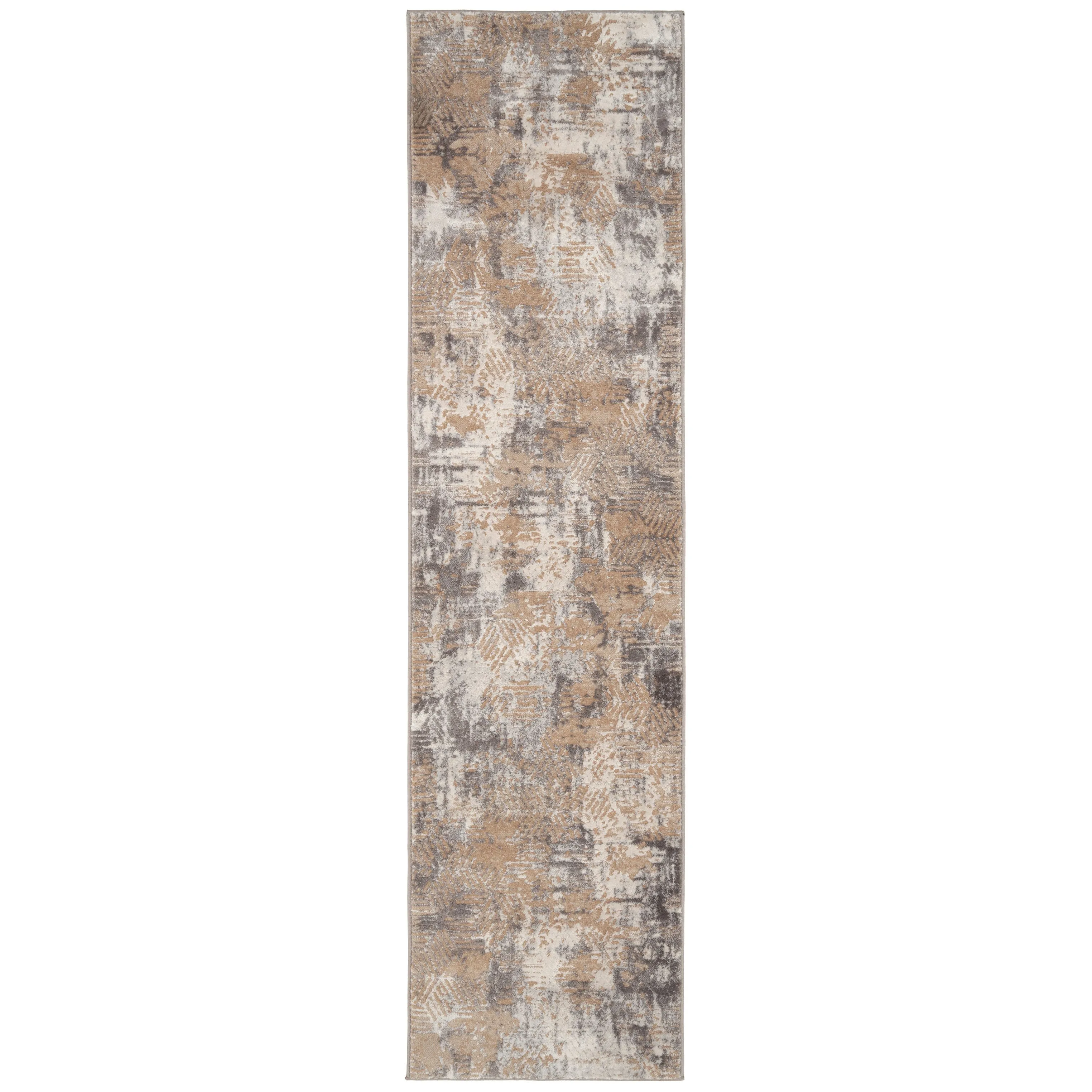 Distressed Beige Art Deco Area Rug - Busby