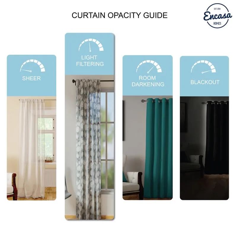 Encasa Homes Printed   Solid Window Curtains with Tie Back (5 ft, Reverse Leafs Green   Cream Combo) Pack of 3