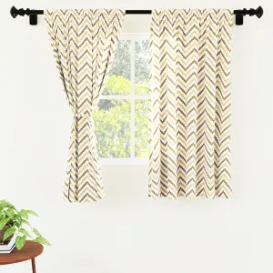 Encasa XO Printed   Solid Window Curtains with Tie Back (5 ft, Trellis Copper Combo) Pack of 3