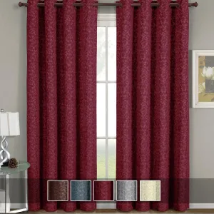 Fiorela Jacquard Drapes Floral Curtains Grommet Top Panel (Single)