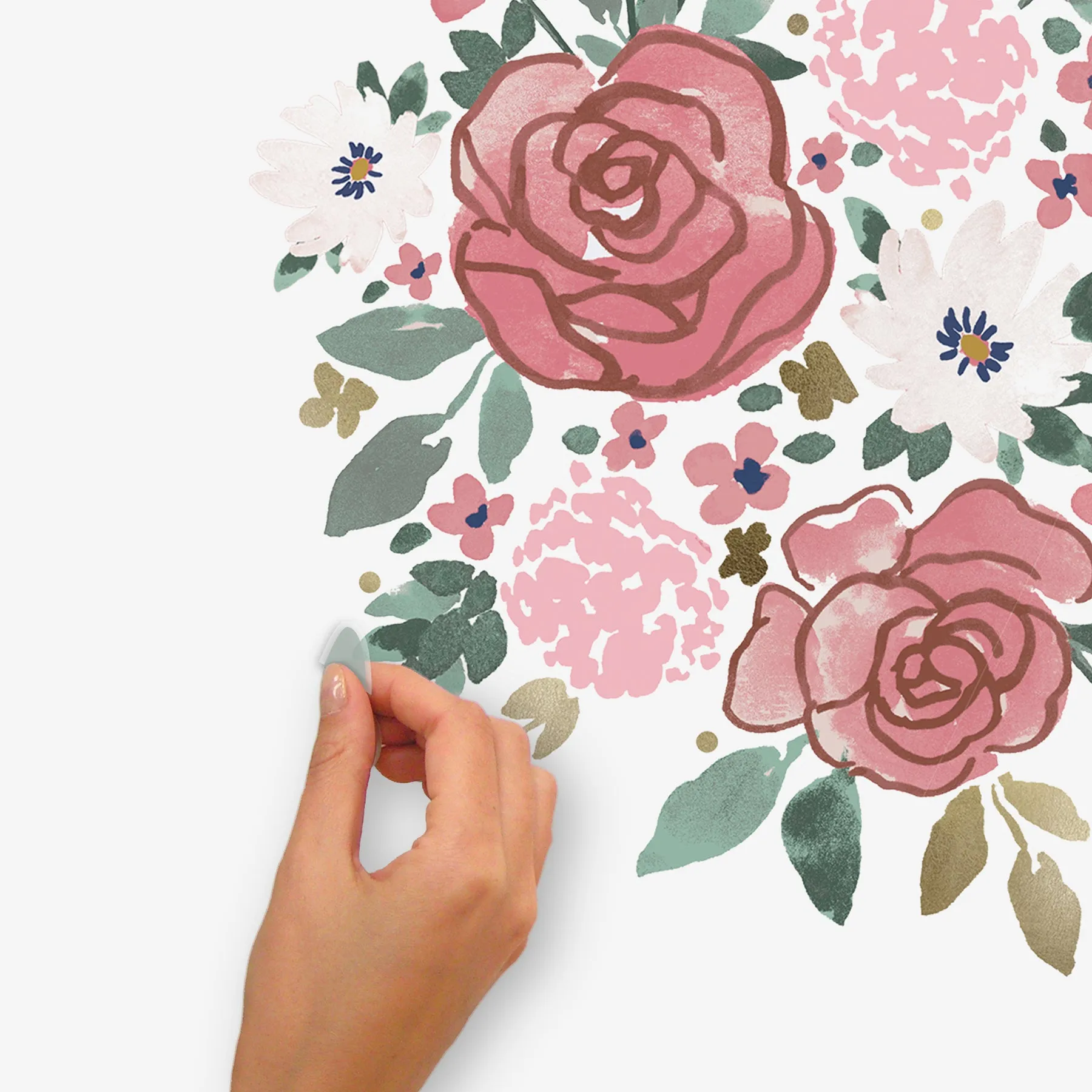 Floral & Gold Pink Wall Decals