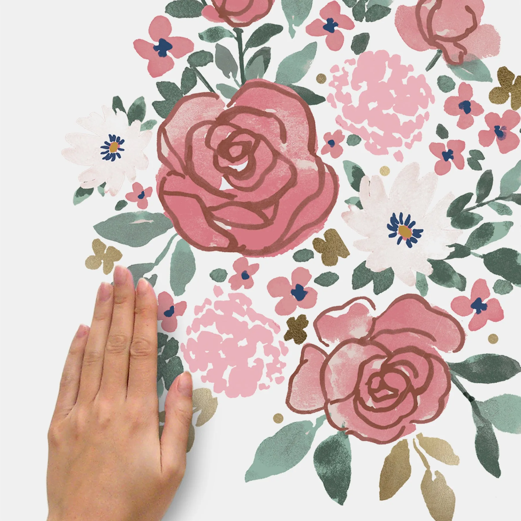 Floral & Gold Pink Wall Decals