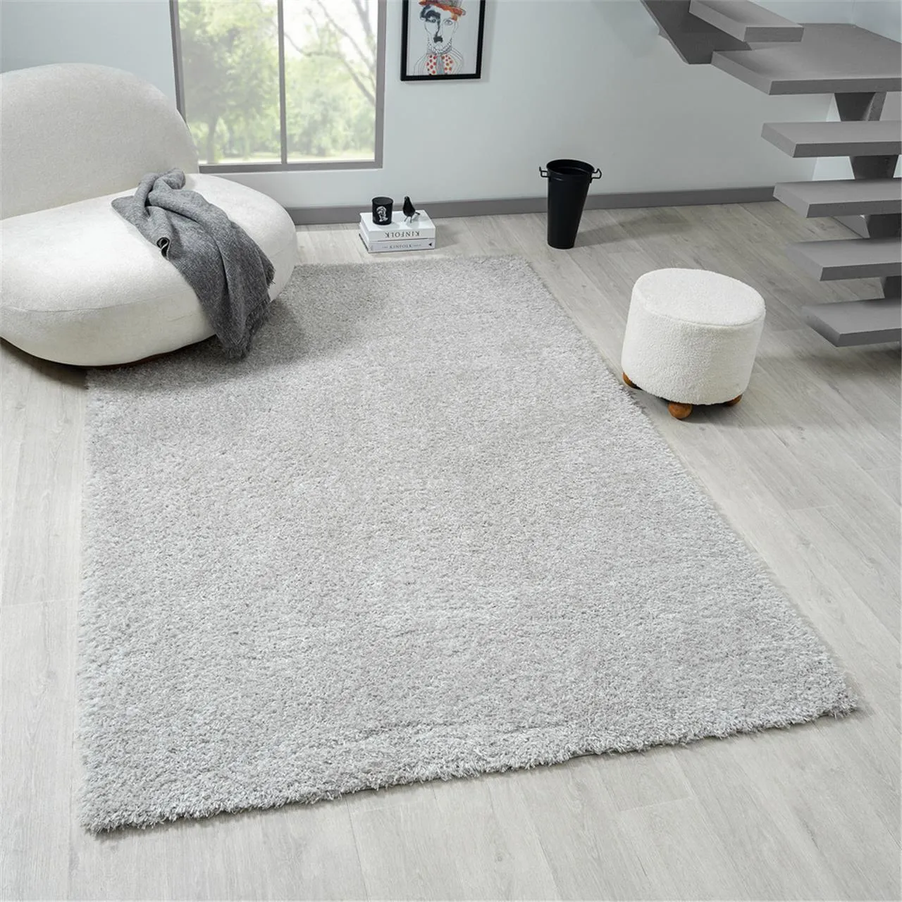 Fluffy and comfortable Cloud/Gray Plain Shag Rug