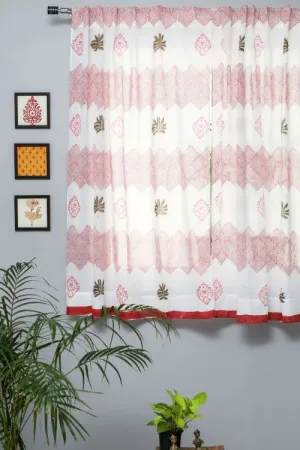 Gleaming Zigzags Hand Block Printed Window Curtain