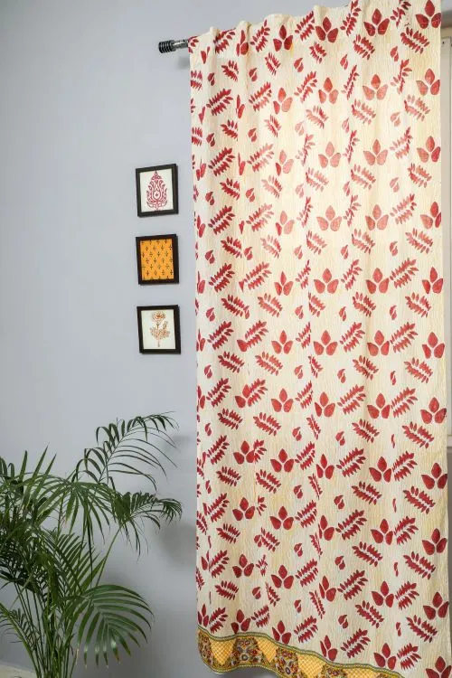 Glow Of Autum Hand Block Printed Door Curtain