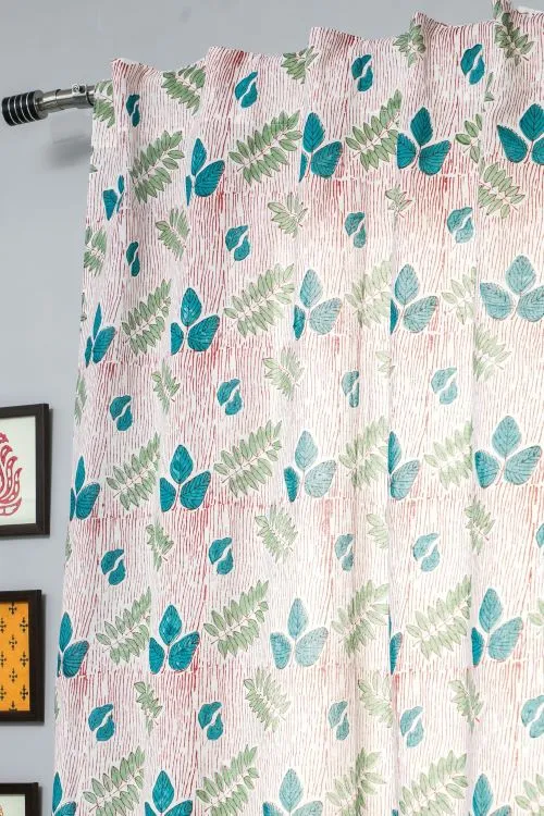 Glow Of Garden Hand Block Printed Window Curtain