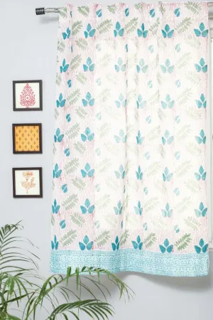 Glow Of Garden Hand Block Printed Window Curtain