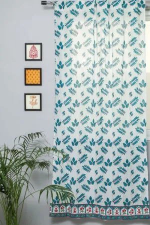 Glow Of Leaves Hand Block Printed Door Curtain