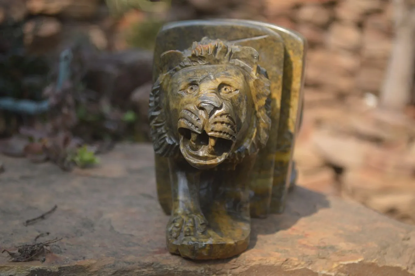 Hand Made Serpentine Lion Bookends x 2 From Zimbabwe