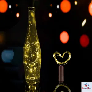 Heart Home Wine Bottle String Lights | 20 LED Bottle Cork Copper Wire String Lights | Wine Bottle Lights for Home Decoartion | Battery Powered | Warm White