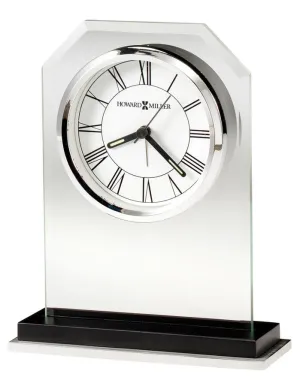 Howard Miller Emerson Beveled Glass Table Alarm Clock - Black & Aluminum Base