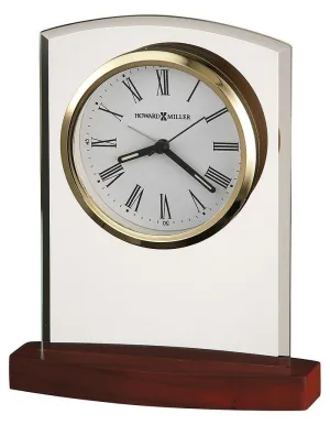 Howard Miller Marcus Glass Alarm Clock - Rosewood Base - Brass Dial Bezel