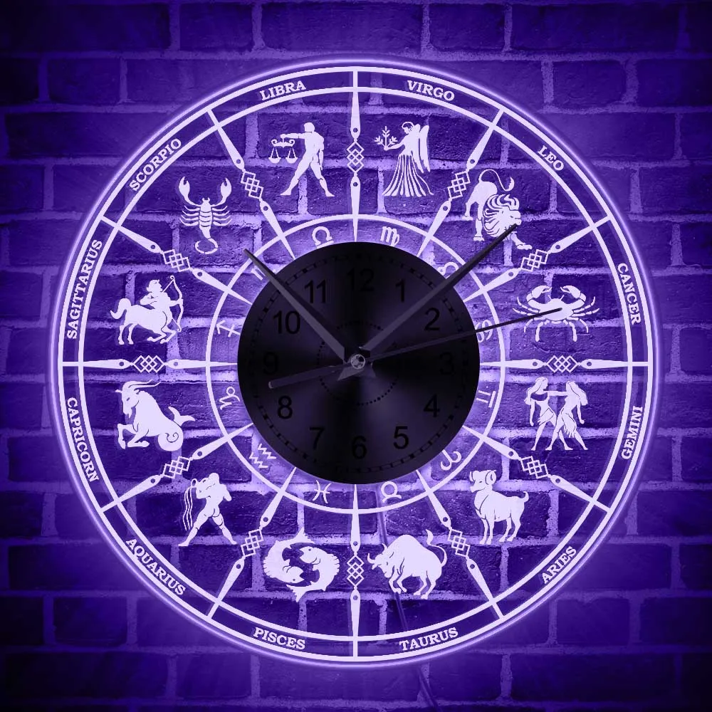 Illuminated Astrological Signs RGB Wall Clock