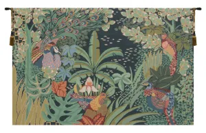 Jungle and Four Birds French Tapestry by Anne Leurent