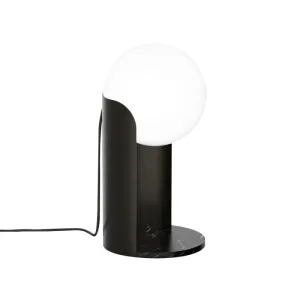 Kayla - Ivory Glass Table Lighting: Simplicity 1 Head Black Night Lamp