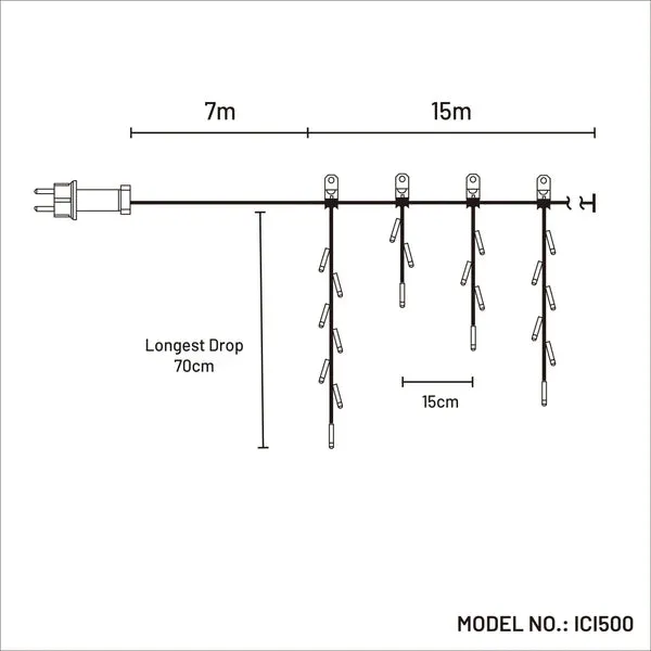 Light Icicle Connectable Clear Cable White 15m