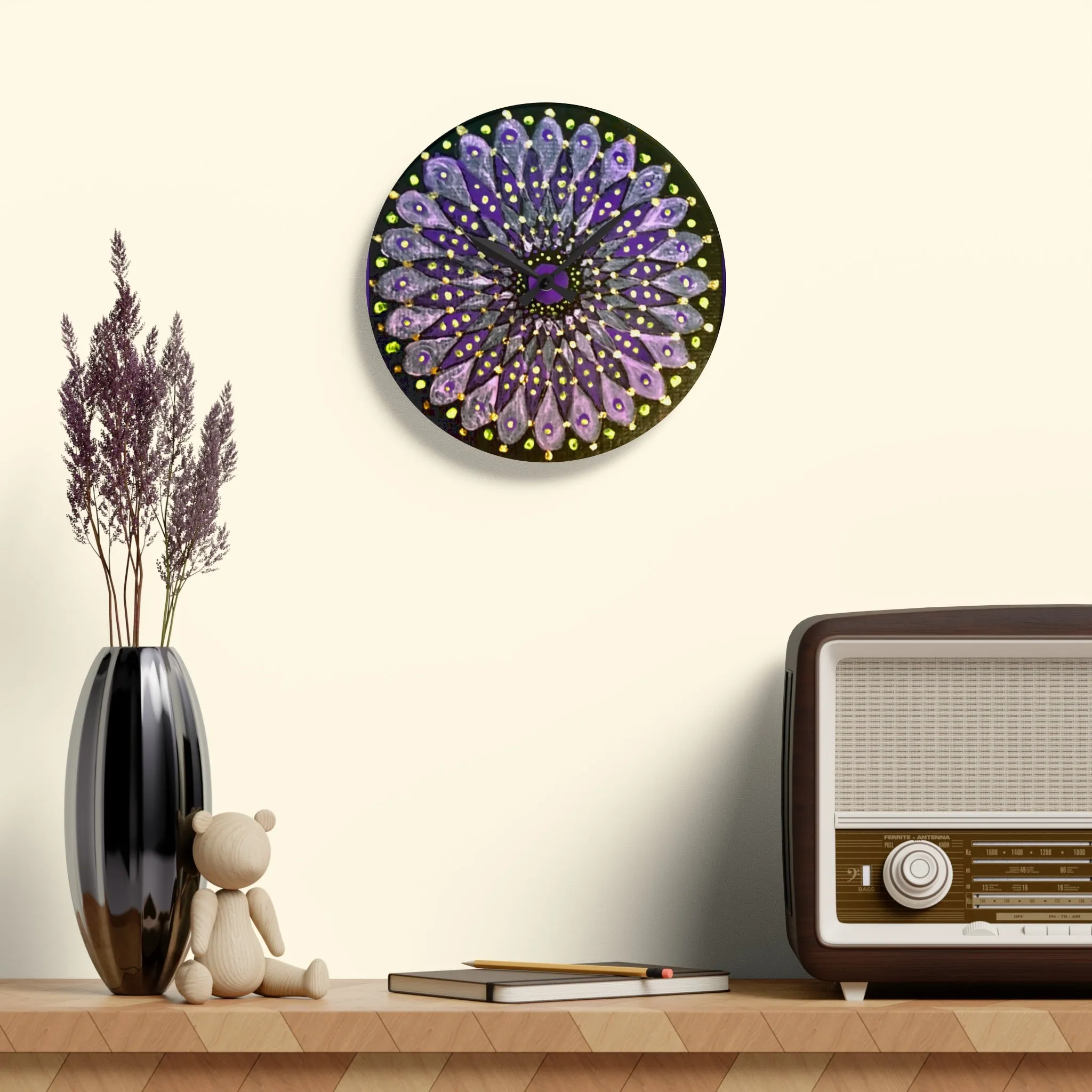 Mandala Acrylic Wall Clock