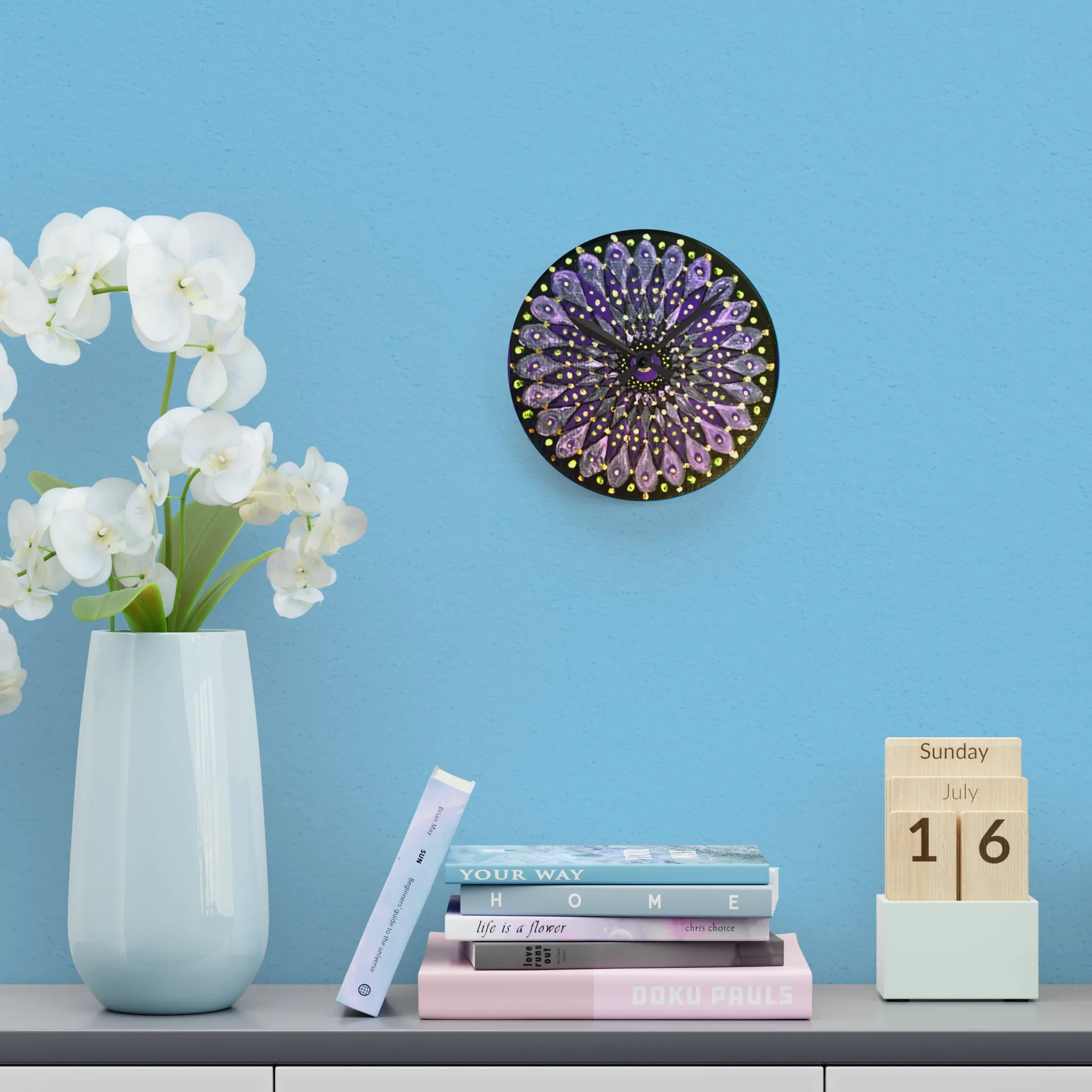 Mandala Acrylic Wall Clock