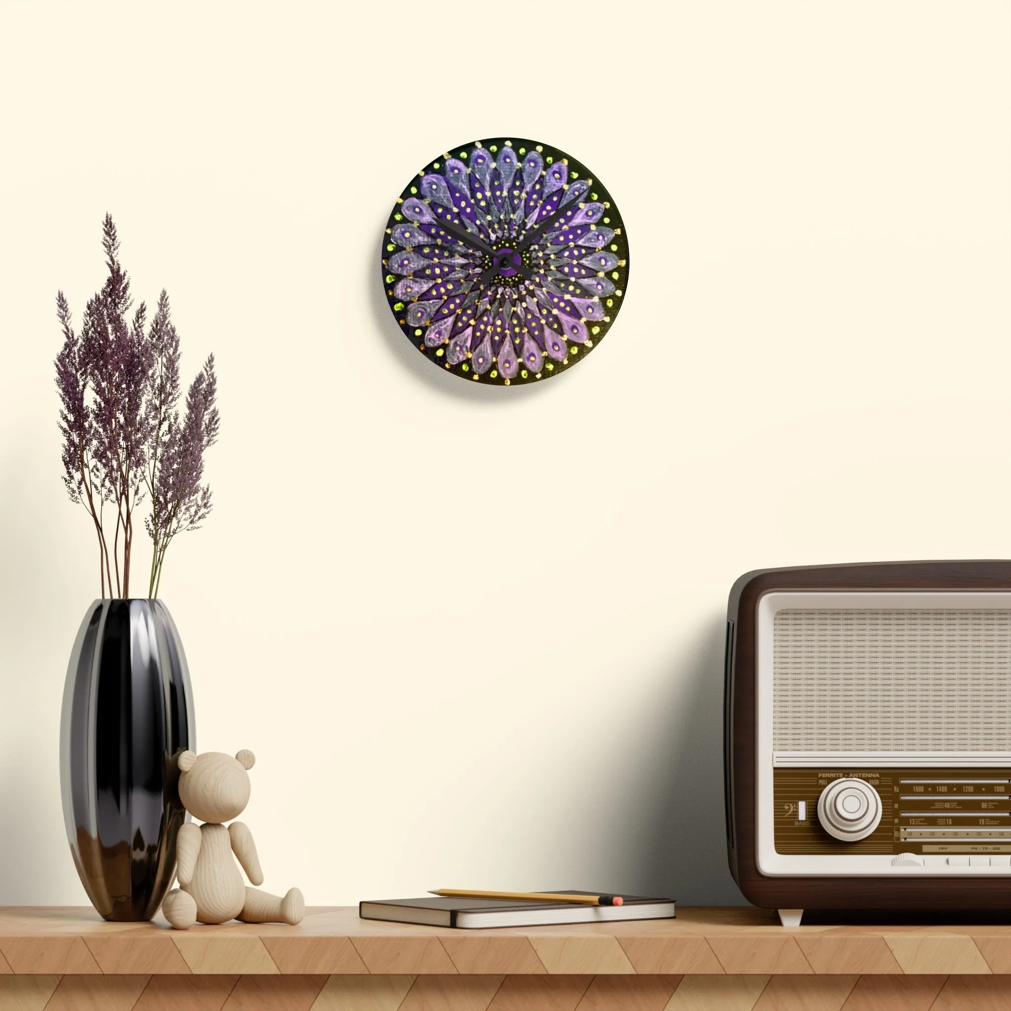 Mandala Acrylic Wall Clock