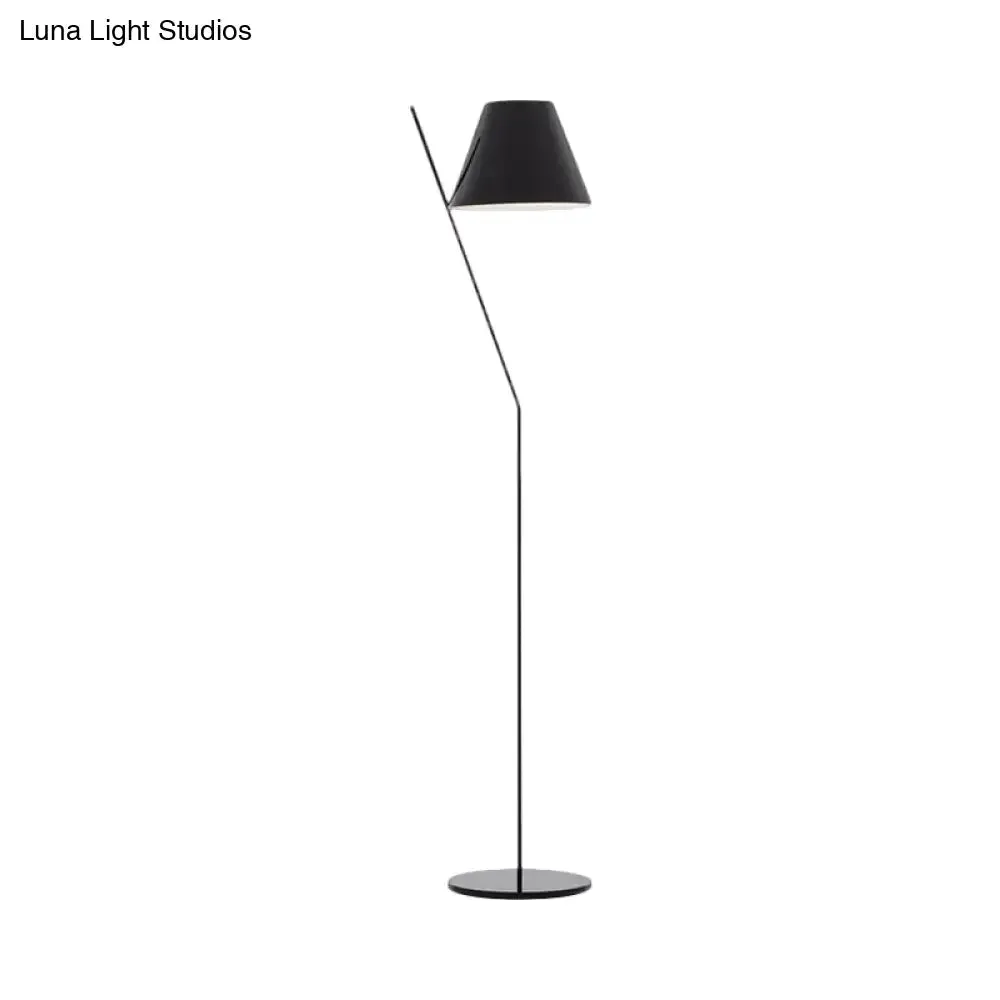 Minimalist 1-Light Black Cone Floor Lamp for Drawing Room - Elegant Fabric Lighting