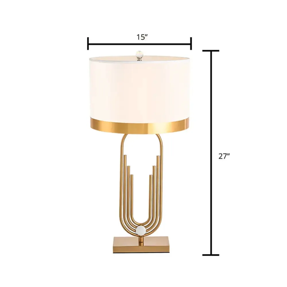 Minimalist 1-Light Table Lamp with Fabric Drum Shade - Ideal for Living Room Nightstands