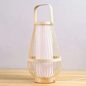 Minimalist Bamboo Table Lamp: Basket Shape, 1 Head Wood Nightstand Light for Restaurants