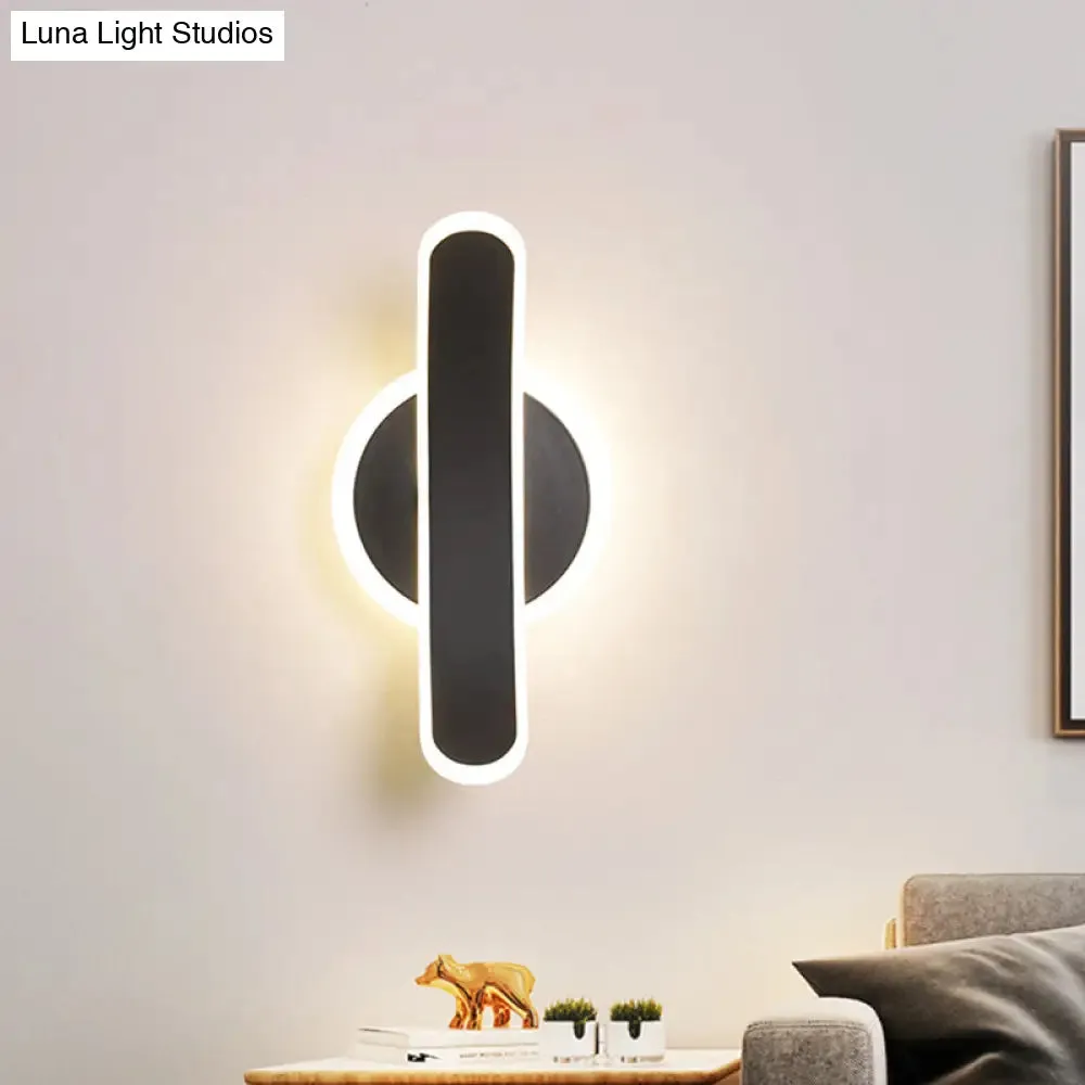 Minimalist Black Bend LED Wall Sconce - Acrylic Wall Mounted Lamp in White/Warm Light