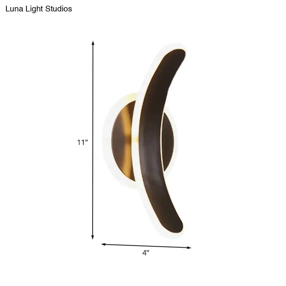 Minimalist Black Bend LED Wall Sconce - Acrylic Wall Mounted Lamp in White/Warm Light