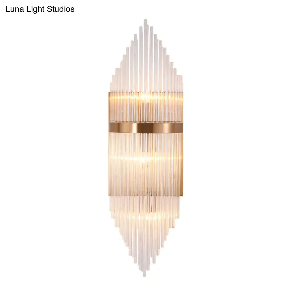 Minimalist Clear Glass Sconce Light with Gold Finish - 2/3 Lights - Indoor Wall Lighting