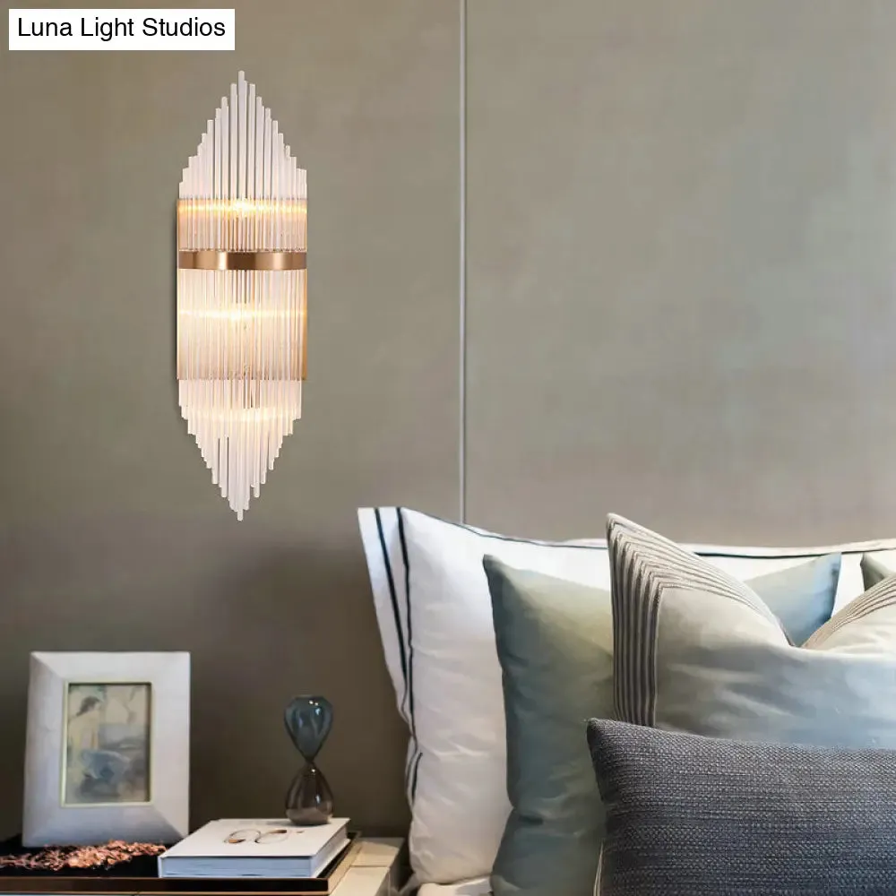 Minimalist Clear Glass Sconce Light with Gold Finish - 2/3 Lights - Indoor Wall Lighting