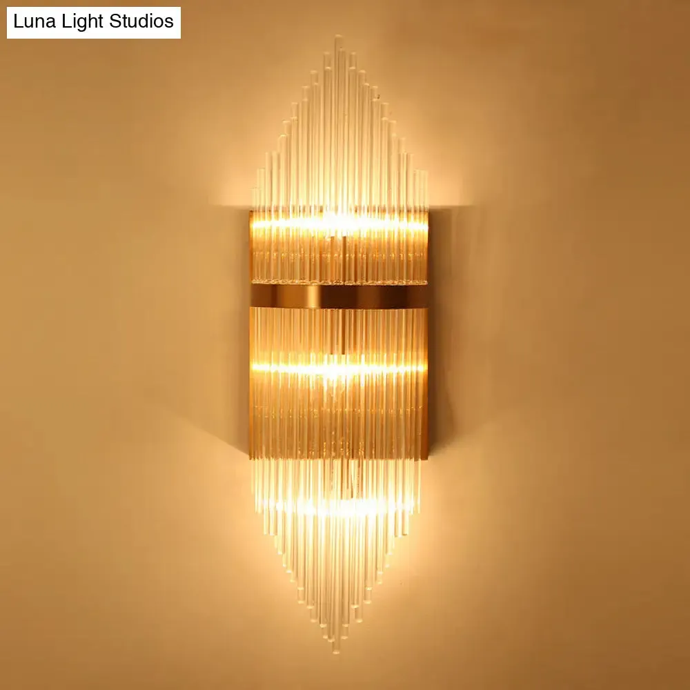 Minimalist Clear Glass Sconce Light with Gold Finish - 2/3 Lights - Indoor Wall Lighting