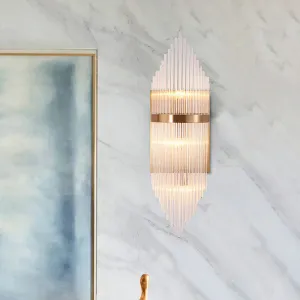 Minimalist Clear Glass Sconce Light with Gold Finish - 2/3 Lights - Indoor Wall Lighting