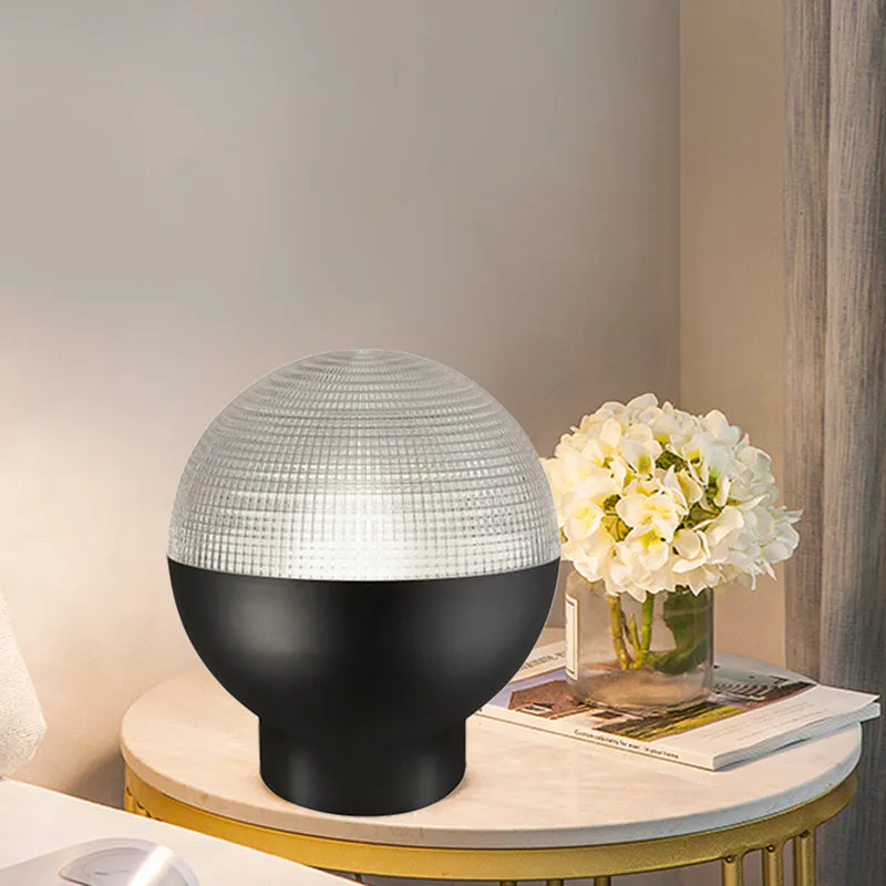 Minimalist Glass Night Lamp with Prismatic Shade | 1-Head Table Lighting in Black/Gold | Ideal for Living Room