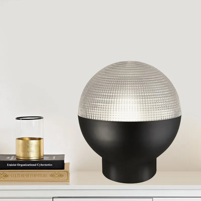 Minimalist Glass Night Lamp with Prismatic Shade | 1-Head Table Lighting in Black/Gold | Ideal for Living Room