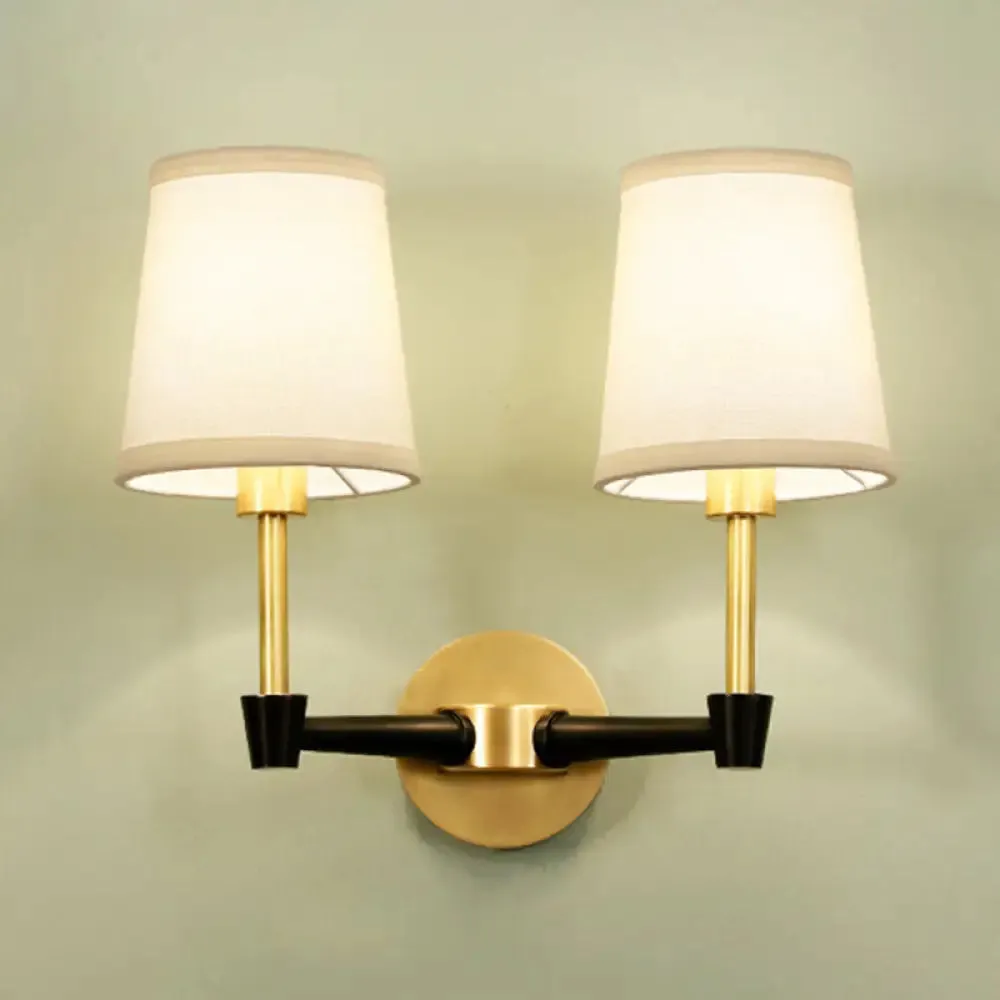 Minimalist Gold Conical Fabric Wall Sconce Light Fixture