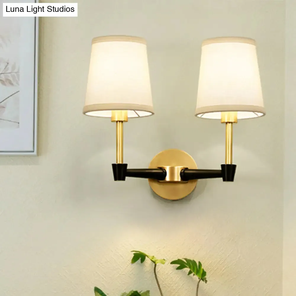 Minimalist Gold Conical Fabric Wall Sconce Light Fixture