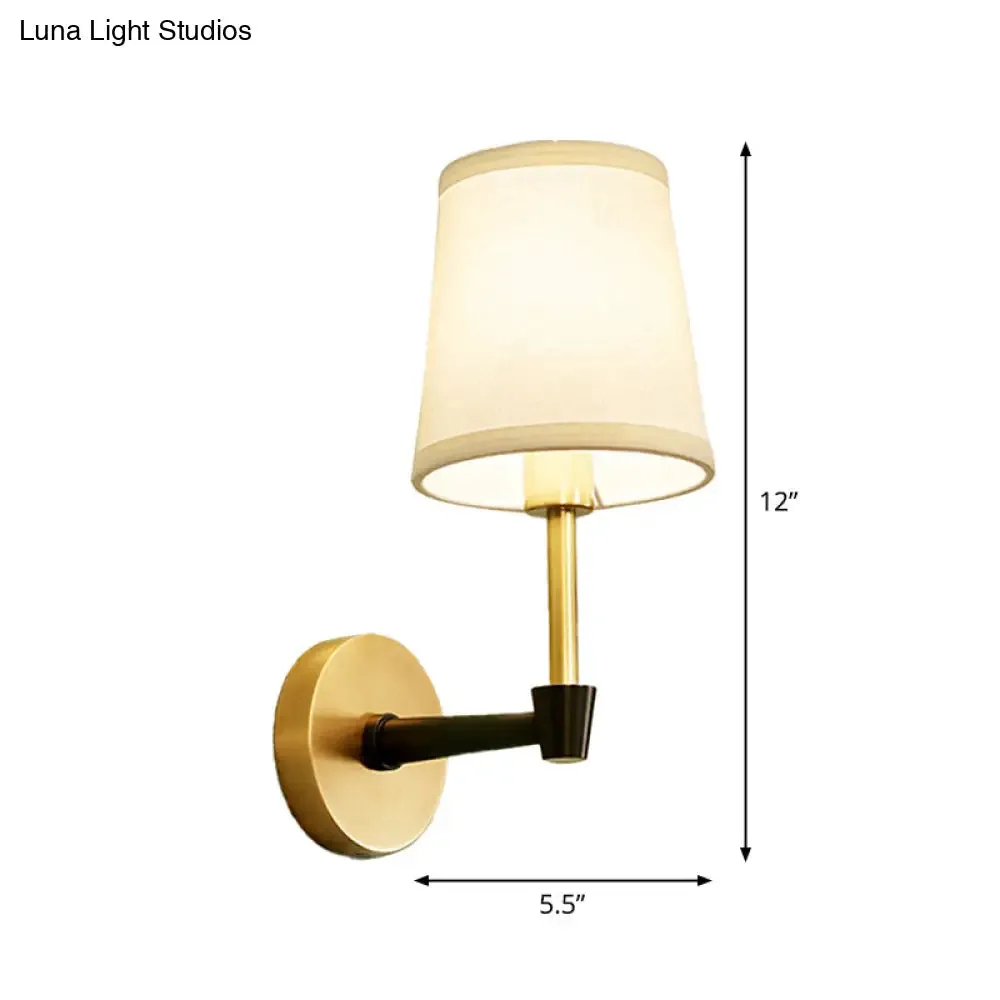 Minimalist Gold Conical Fabric Wall Sconce Light Fixture