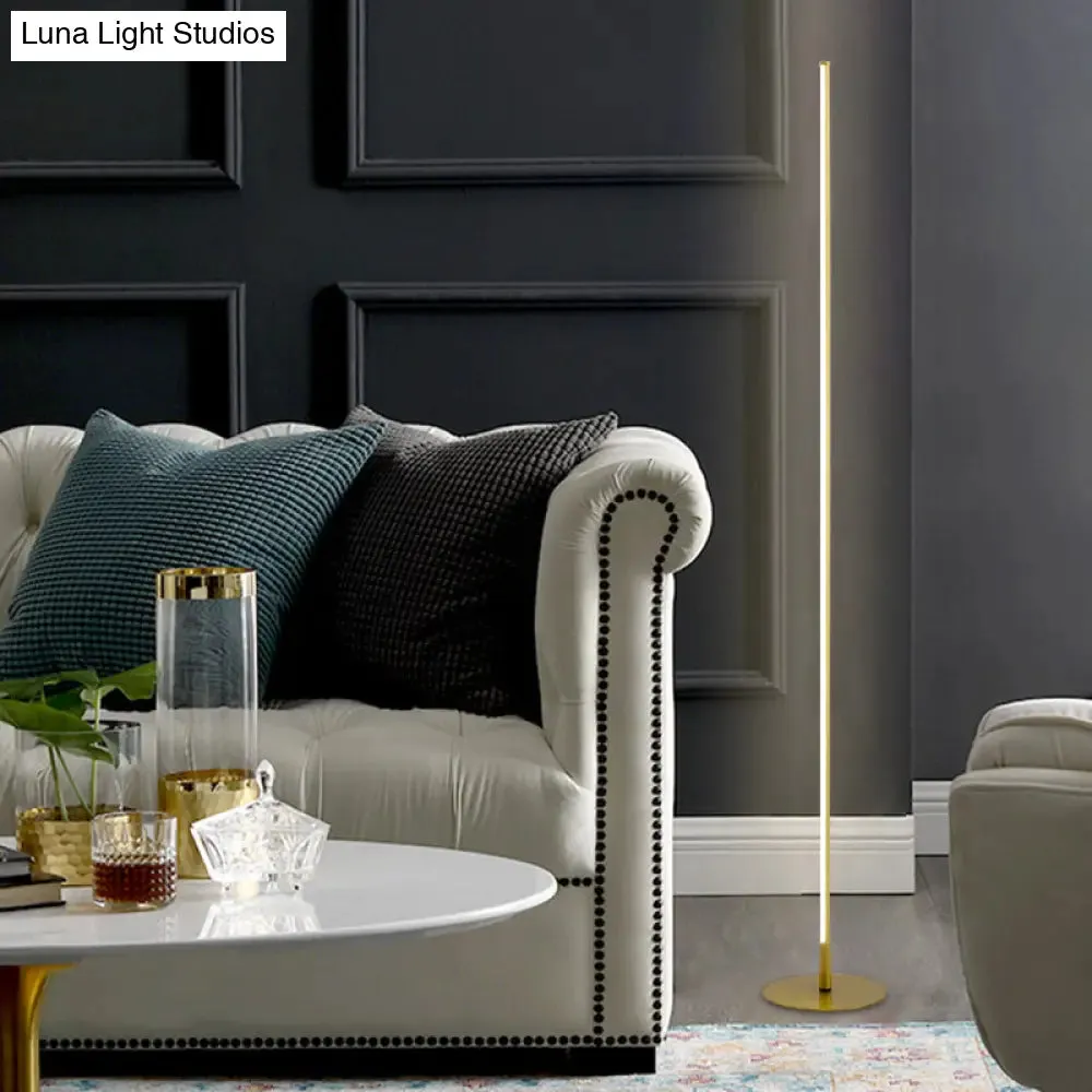 Minimalist Gold LED Floor Lamp | Warm/White Lighting for Bedroom