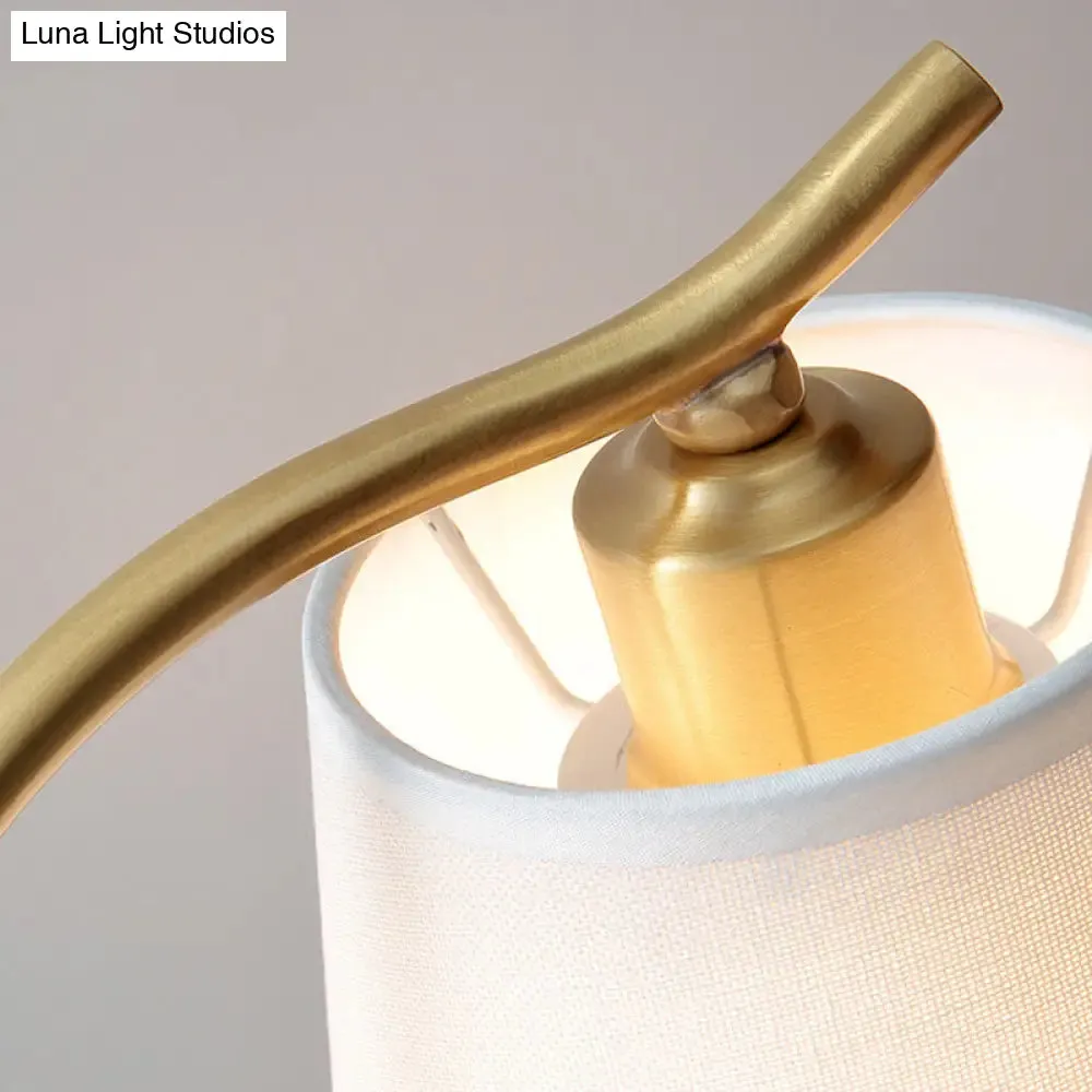 Minimalist Gold Metal Gooseneck Table Lamp with Cone Fabric Shade