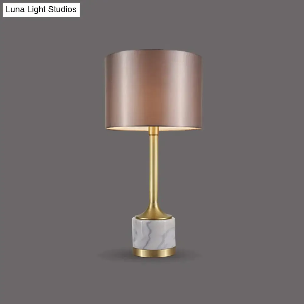 Minimalist Grey Fabric Table Lamp with Cylindrical Design - Perfect for Living Room Nightstands