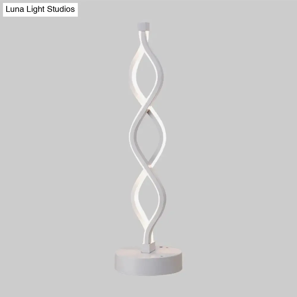 Minimalist LED Bedside Lamp with Spiral Acrylic Shade - Warm/White Light