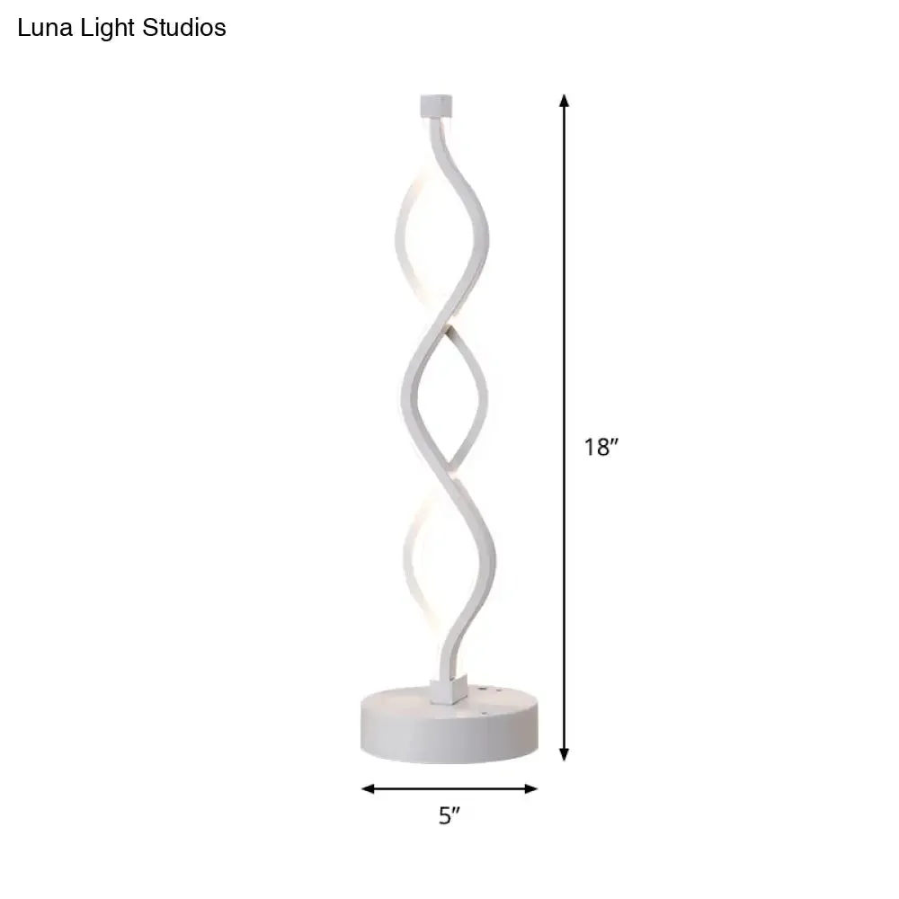 Minimalist LED Bedside Lamp with Spiral Acrylic Shade - Warm/White Light