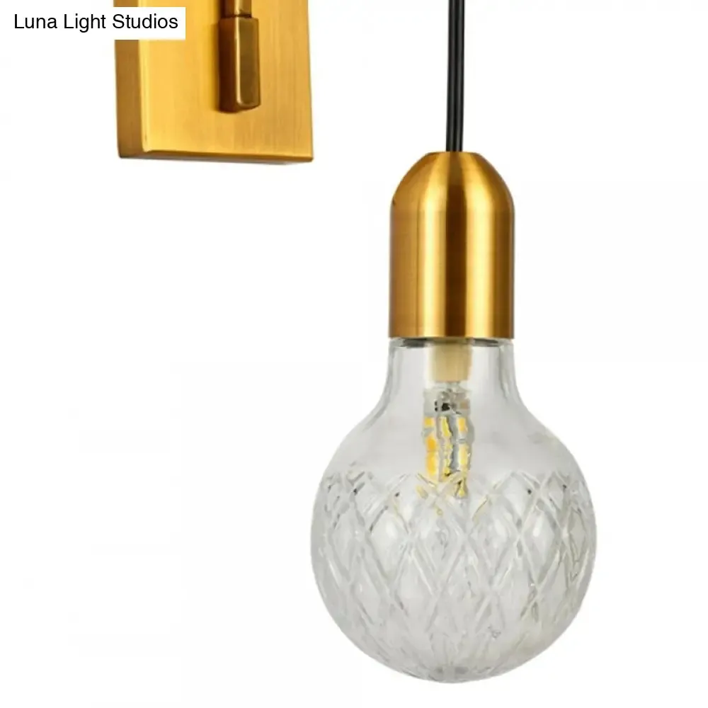 Minimalist Wall Sconce: Clear Glass Lattice with Gold Metal Backplate