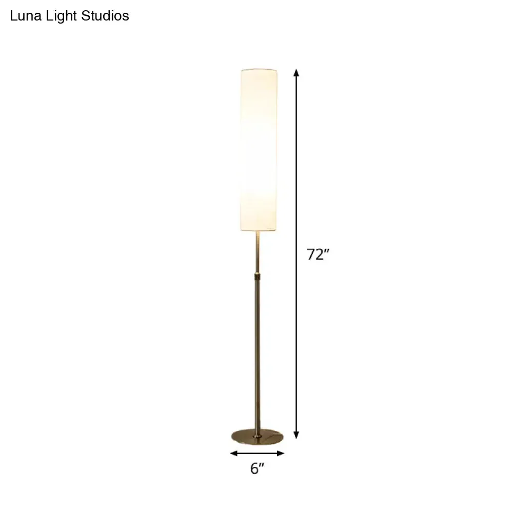 Minimalist White Fabric Cylinder Floor Reading Lamp for Living Room