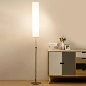 Minimalist White Fabric Cylinder Floor Reading Lamp for Living Room