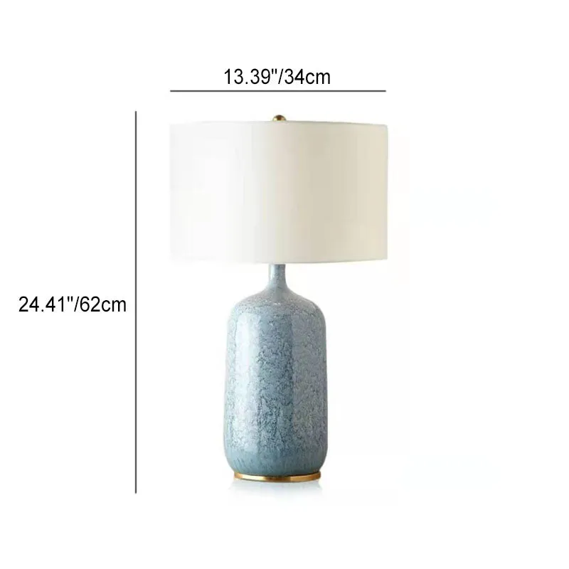 Modern Minimalist Cylindrical Ceramic Fabric 1-Light Table Lamp