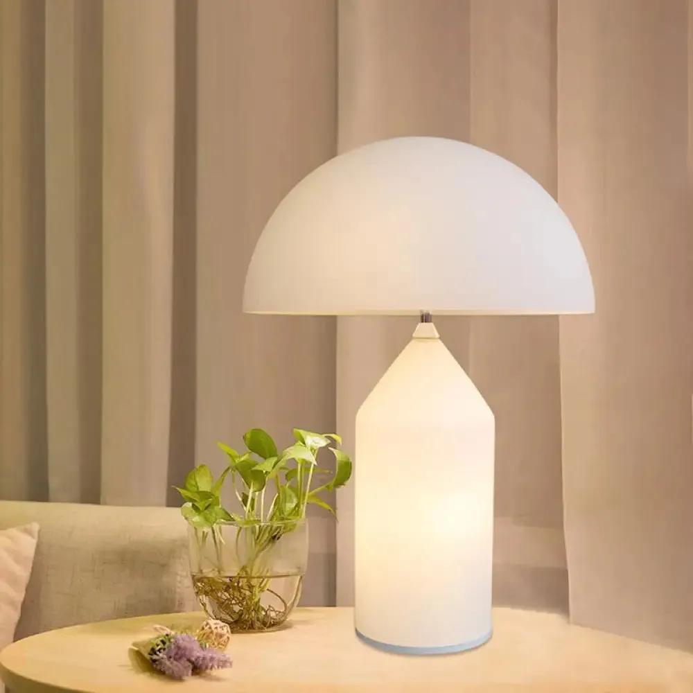 Mushroom Bedside Table Lamp - LED White Glass Minimalist Nightstand Light