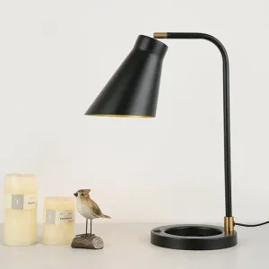 Noemi - Black Minimalist Metal Table Light with Angled Shade and Squared Stand