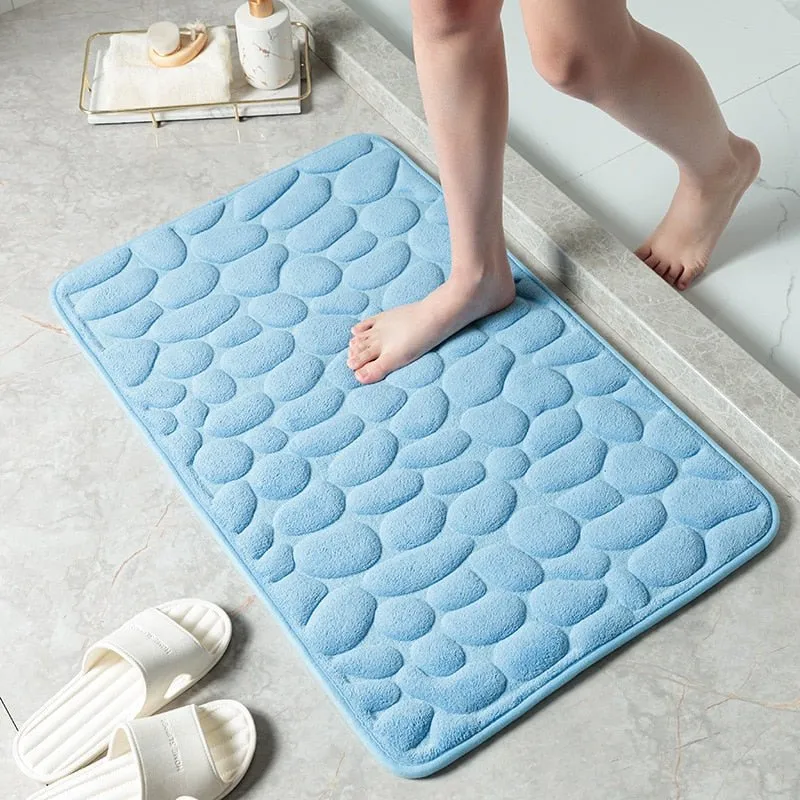 Non-Slip Cobblestone Embossed Bathroom Mat